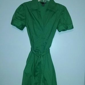 H&M brand cotton spandex shirt dress front tie